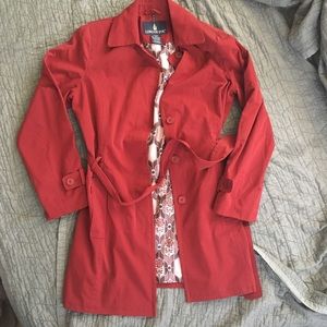Dark Red Raincoat Trench Coat